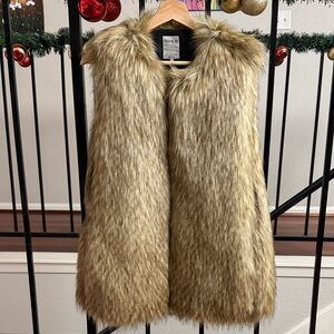 Zara Faux Fur Vest in Golden Tan